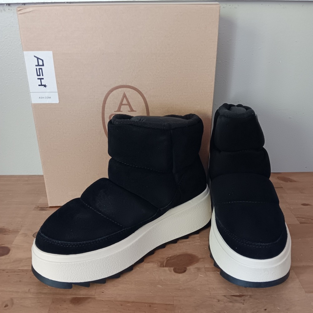 Ash Malica Bis Ankle Boots Womens 41 Black NWB Puffer Quilted Platform